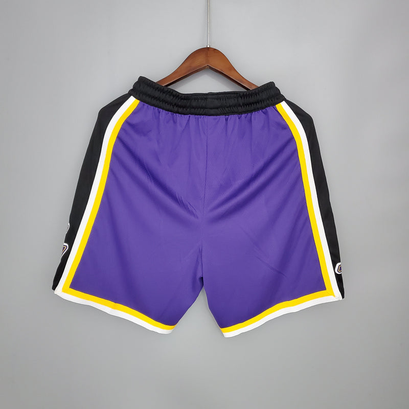 Shorts Los Angeles Lakers Purple Black Side NBA - Pokas Store