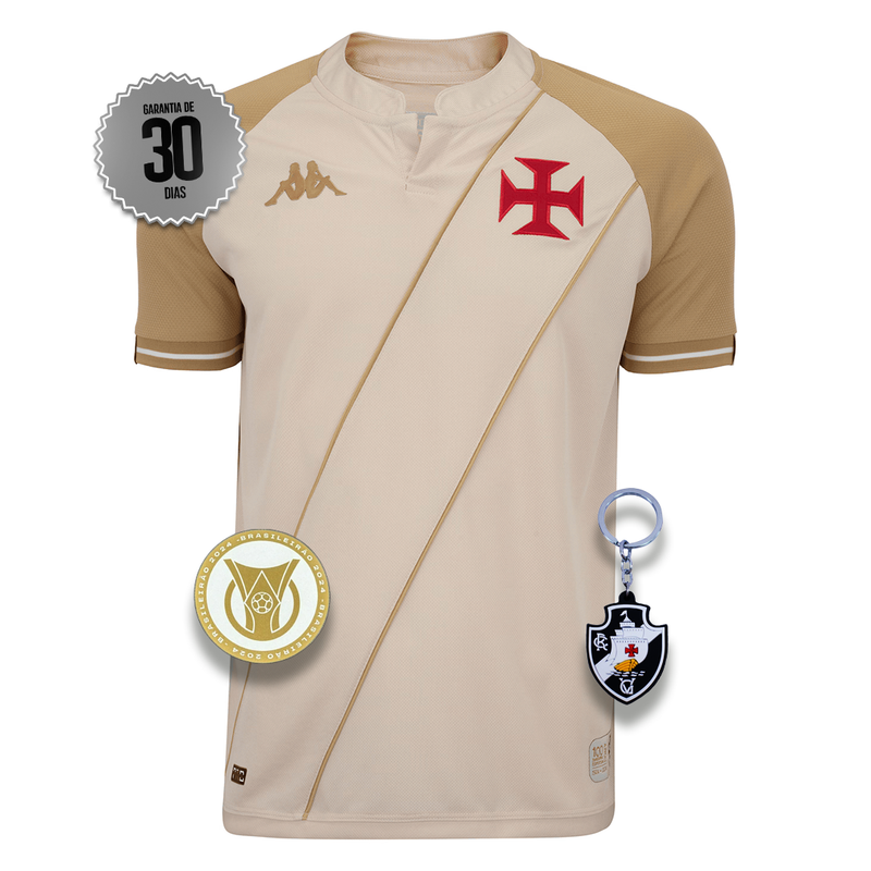 Camisa Vasco Da Gama 100 anos Resposta Histórica Kappa Masculina Bege 2024/2025 +5 PRESENTES🎁