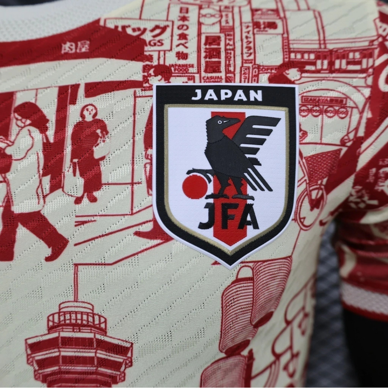 Camisa Japão 2023 - Edição Especial Tokyo - Jogador Masculina - Bege e Vermelha