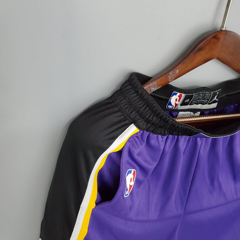 Shorts Los Angeles Lakers Purple Black Side NBA - Pokas Store