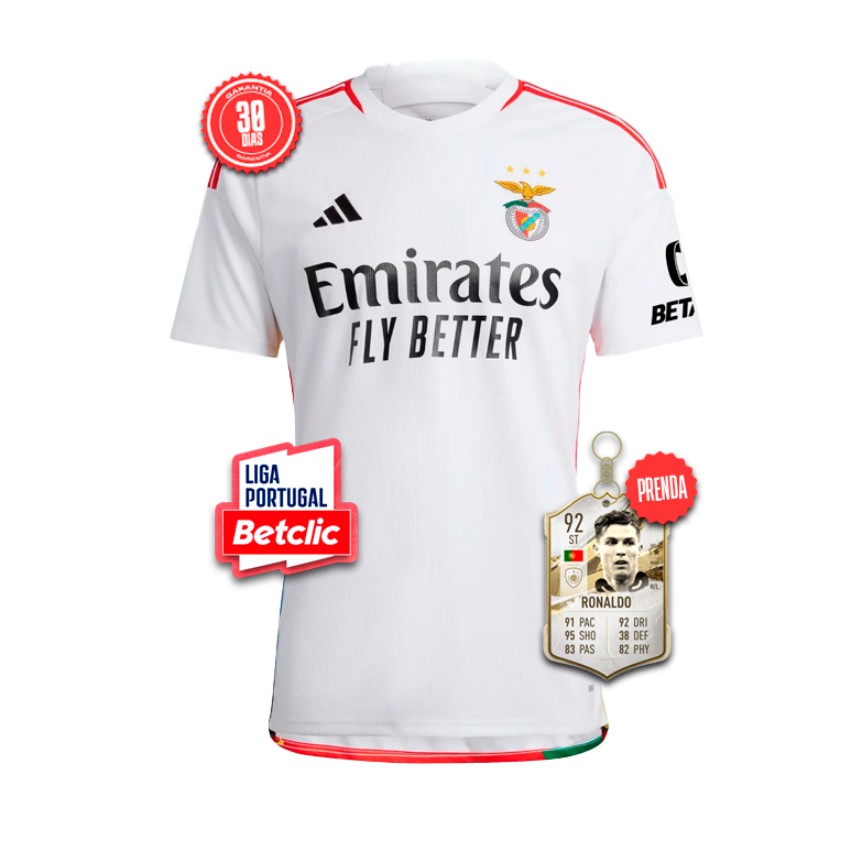 Camisola Benfica Away 2023/24 - Branca + 5 PRENDAS