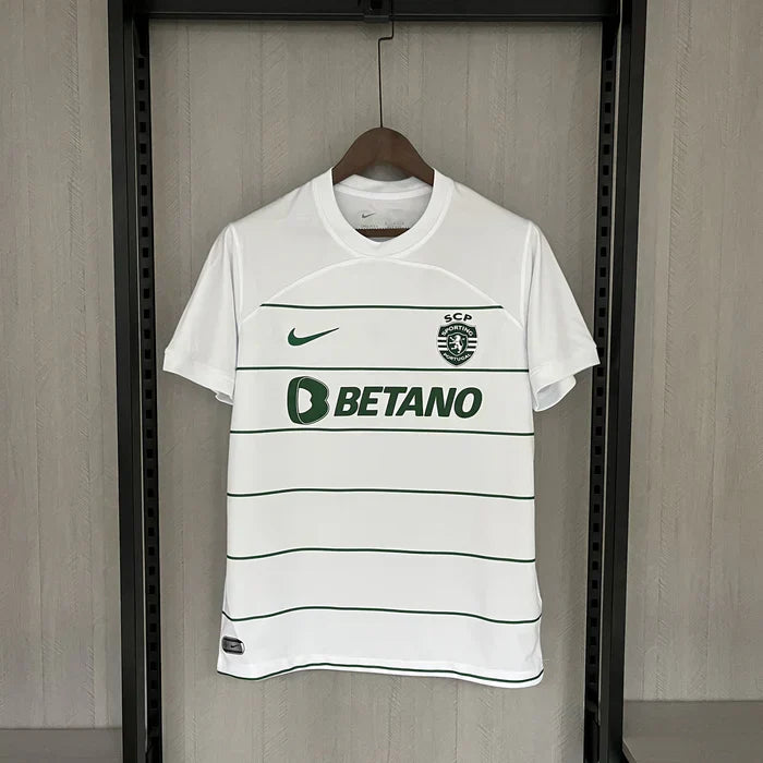 Camisola SCP Away 2023/24 - Branca e Verde + Badge de Campeão Nacional 🏆