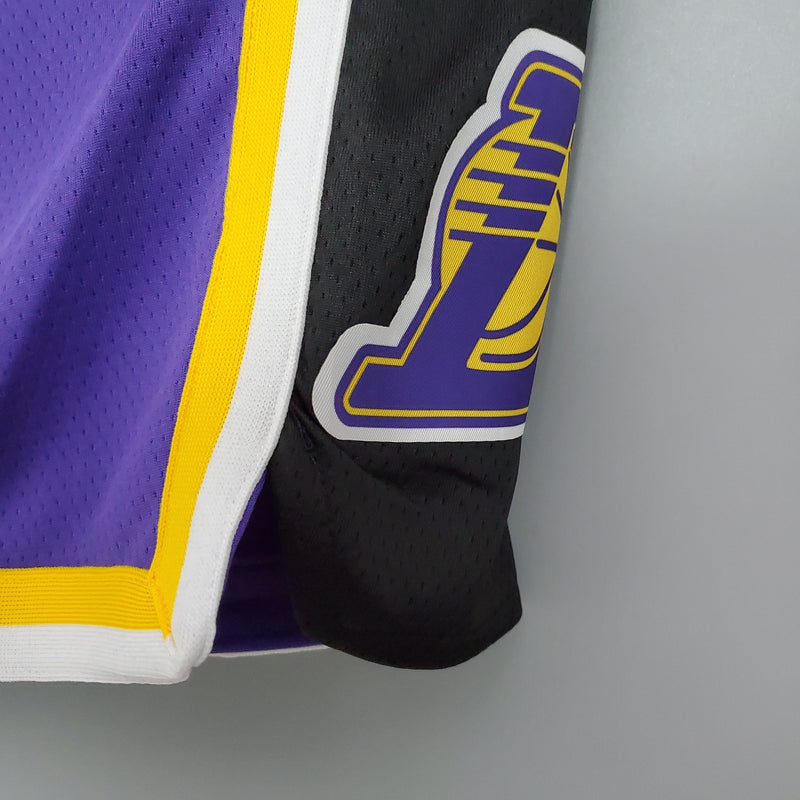 Shorts Los Angeles Lakers Purple Black Side NBA - Pokas Store