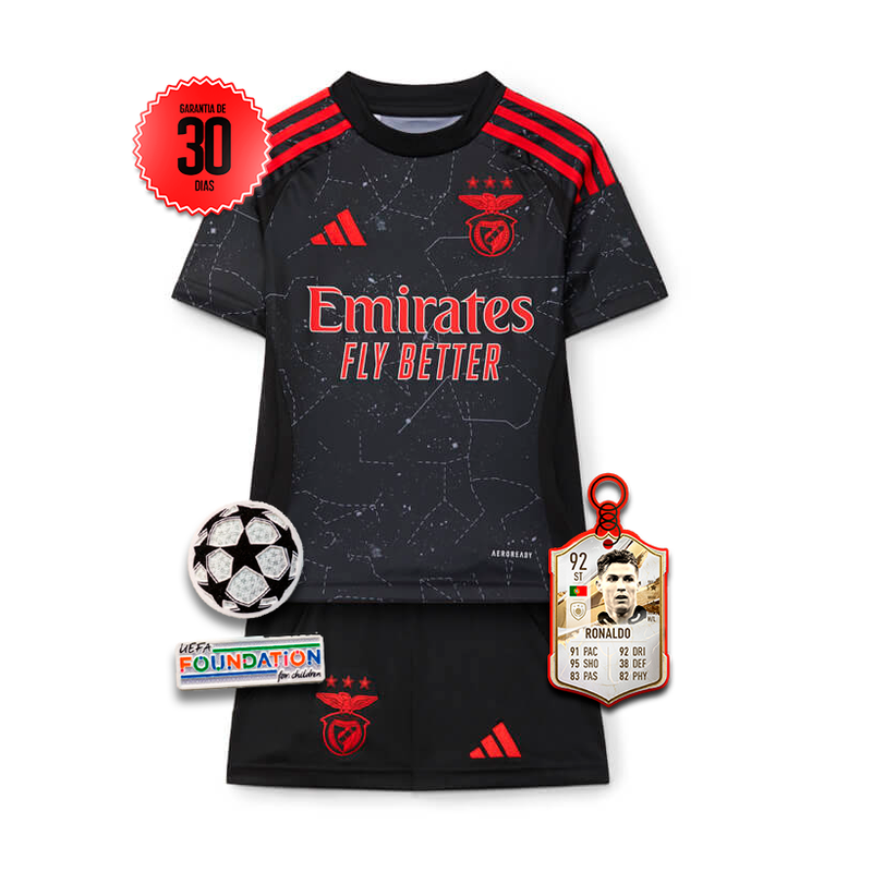 Conjunto Infantil Benfica UCL Alternativo 2024/2025 - LANÇAMENTO + 5 PRENDAS HOJE! 🎁