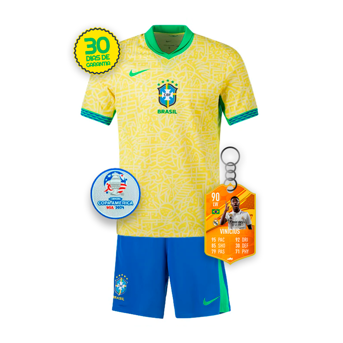 Kit Infantil Seleção Brasileira 2024/25 Home + 🎁 5 Presentes