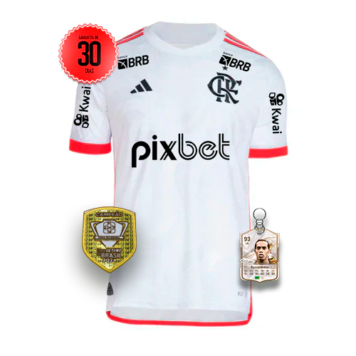 Camisa Flamengo Visitante 2024/2025 Branca - Lançamento - todos patrocínios