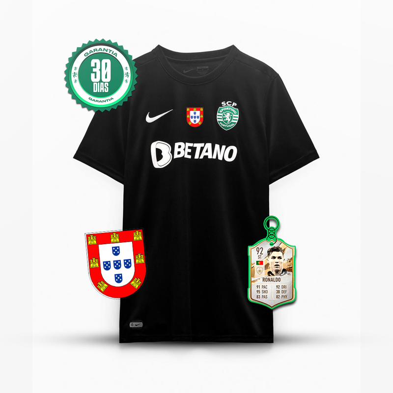 Camisola SCP Back to Black 2023/24 - Preta + Badge Quinas 🦁