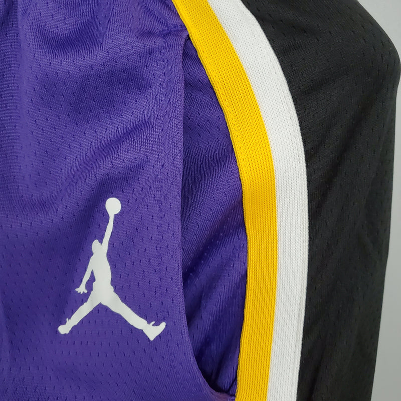 Shorts Los Angeles Lakers Purple Black Side NBA - Pokas Store