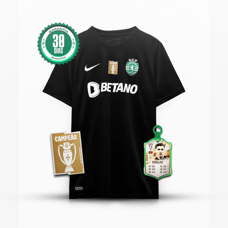 Camisola SCP Back to Black 2023/24 - Preta + Badge de Campeão Nacional 🦁