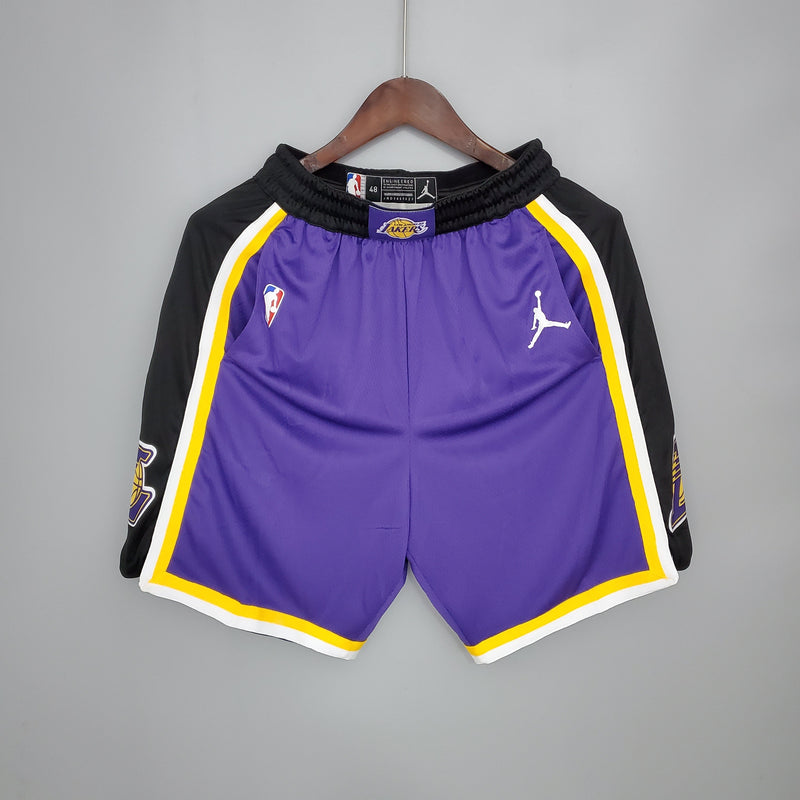 Shorts Los Angeles Lakers Purple Black Side NBA - Pokas Store