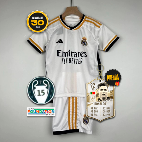 Conjunto Infantil Real Madrid 2023/24 - Home + 5 PRENDAS 🎁