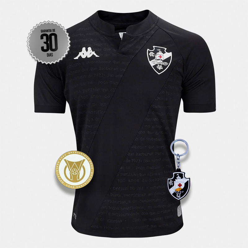 Camisa Vasco Da Gama 100 anos Resposta Histórica Kappa Masculina Preta 2024/2025 +5 PRESENTES🎁