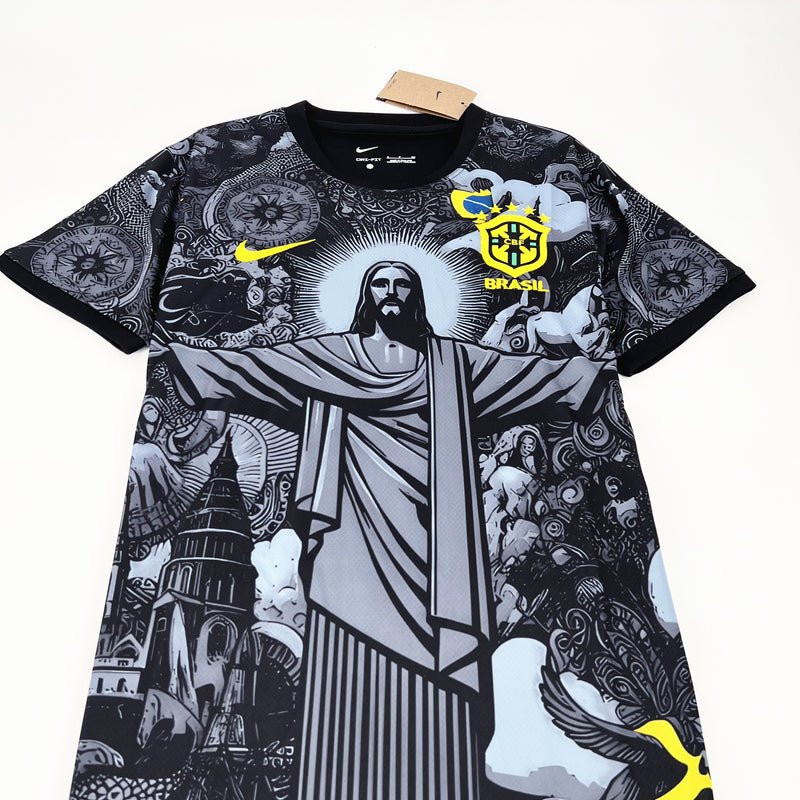 Camisa Seleção Brasileira Especial Cristo Redentor Cinza Home + 🎁 5 Presentes